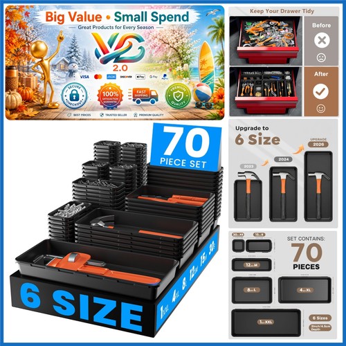 70pcs tool box organizer tray - organizer,